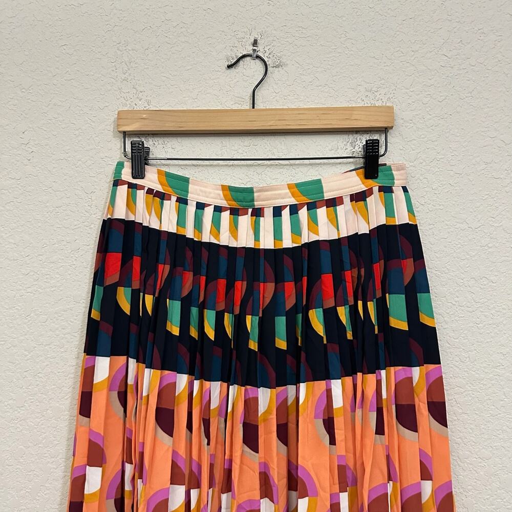 J.CREW 365 Skirt Multicolor Geometric Pleated Midi Psychedelic AOP - Picture 4 of 13